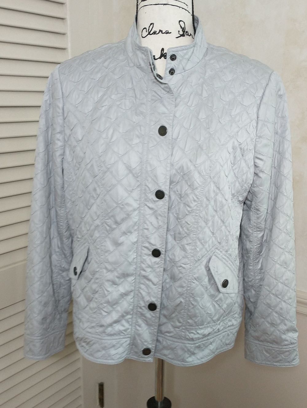 Laura Ashley Zip Up Lightweight Jacket, Silver Gray, Petite Large, Vacation Wear